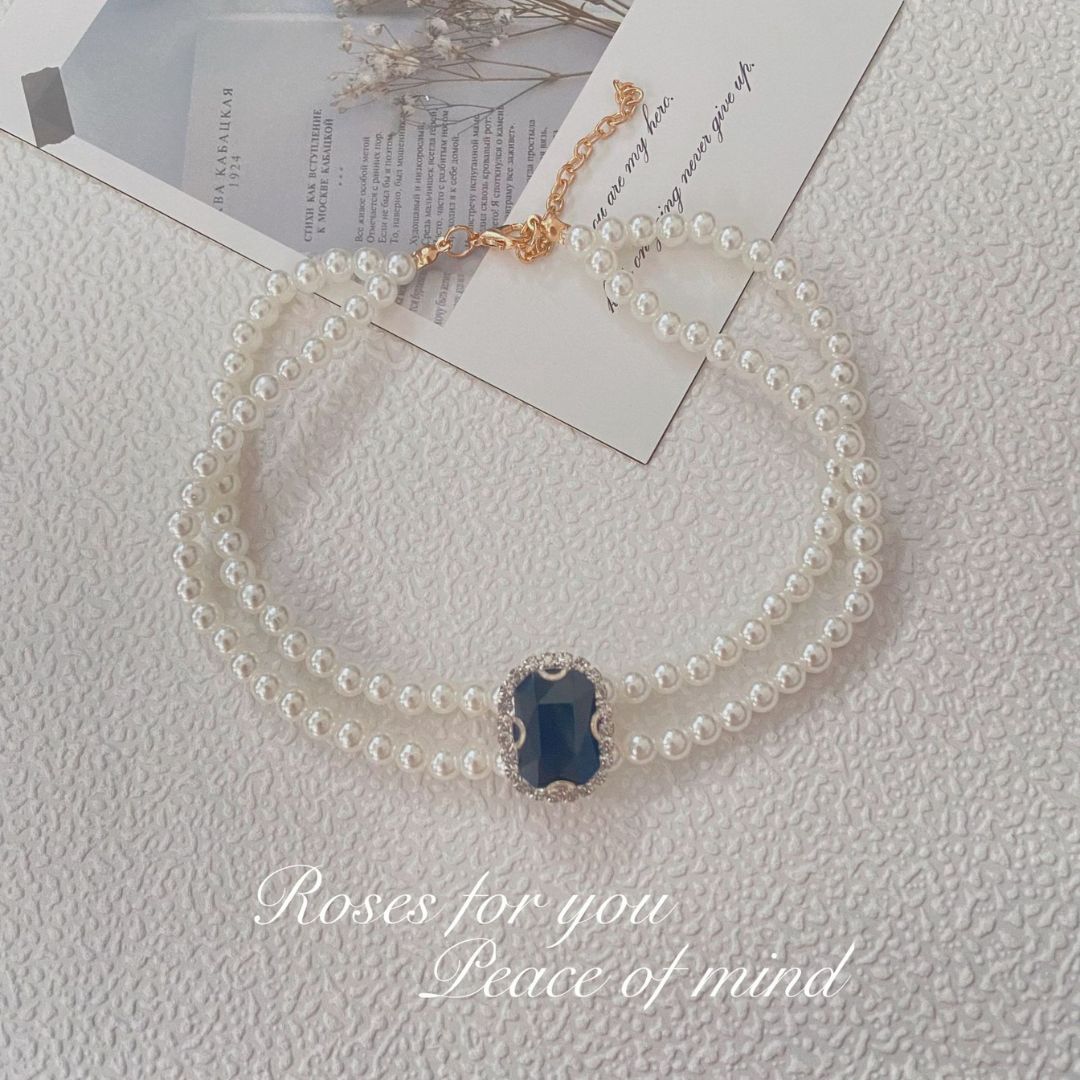 Gem Pearl Pet Necklace