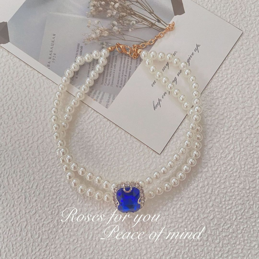 Gem Pearl Pet Necklace
