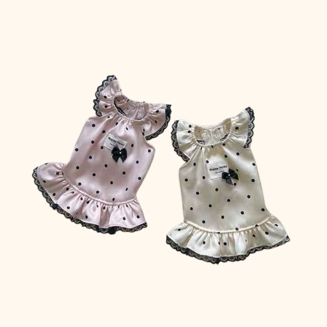 Satin Polka Dot Dog Pajamas – Lace Summer Style