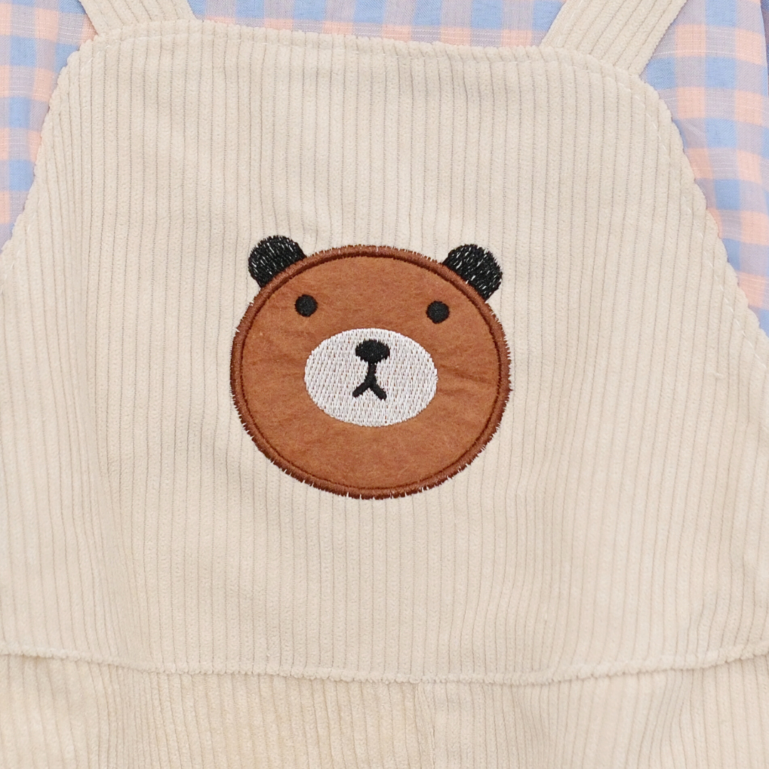 Plaid Bear Pet Overalls
