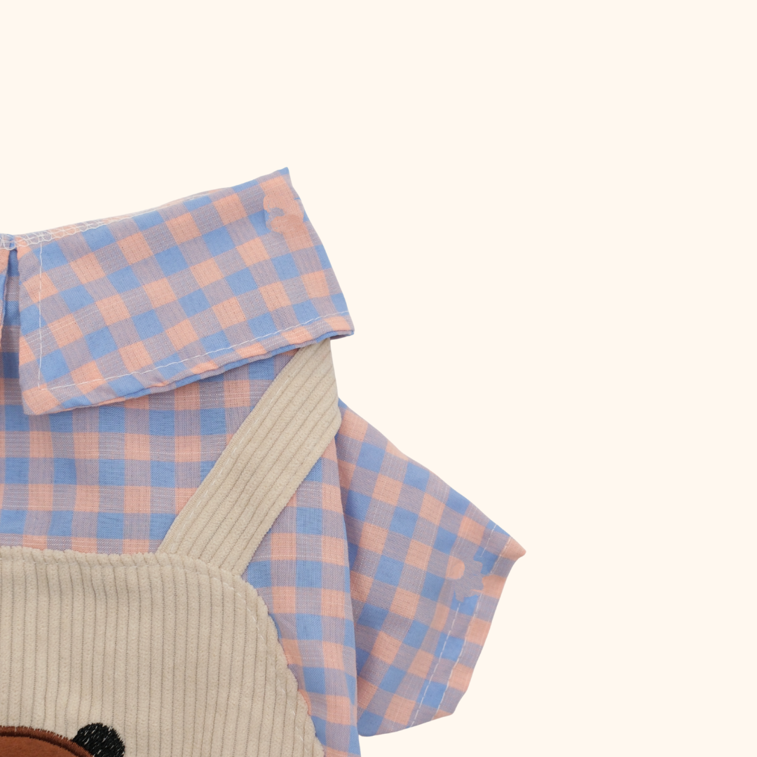 Plaid Bear Pet Overalls