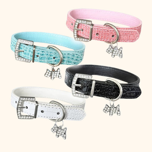 Alligator-Patterned Dazzling Pet Collar