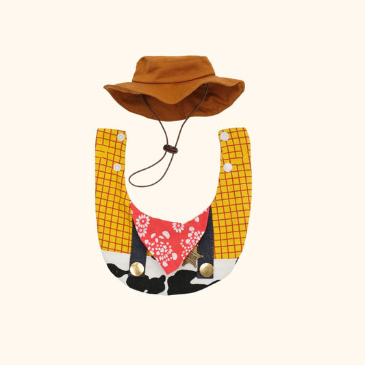 Cowboy Pet Bib & Hat Set