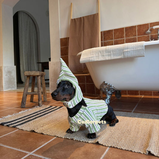 Fuzzy Striped Pet Clothes & Hat