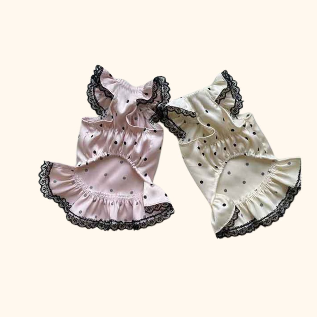 Satin Polka Dot Dog Pajamas – Lace Summer Style
